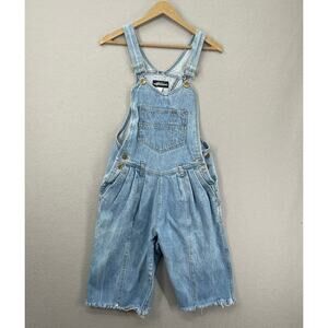 Vintage Denim Overalls Shortalls Womens Medium Blue Farm Country Cutoff Grunge